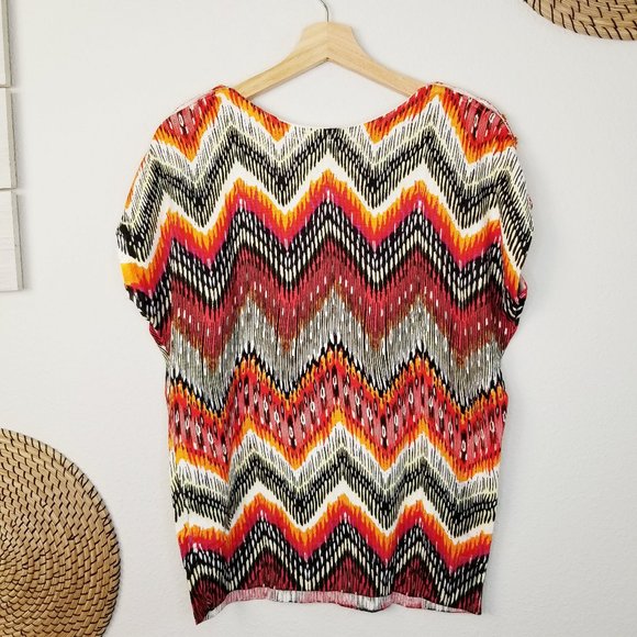 Ikat Print Sweater w/ Dolman Gold Button Sleeves - Picture 5 of 12
